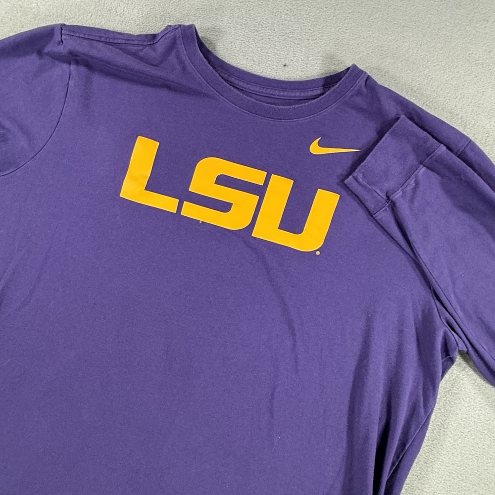 Nike LSU Tigers Long Sleeve Tee 2XL Purple Louisiana State University Dri-FIT